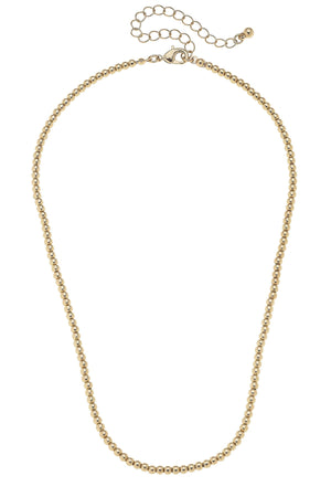 Canvas Style Mini Walker Ball Bead Charm Necklace Base, Shiny Gold