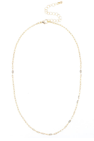 Canvas Style Natalia Micro Paperclip Chain Charm Necklace Base, Shiny Gold