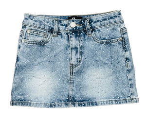 fbz Studded Rhinestone Jean Skirt