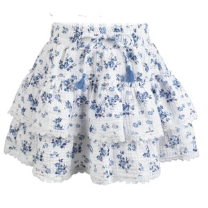 fbz Blue Liberty Cheese Cloth with Lace and Tassel Skirt