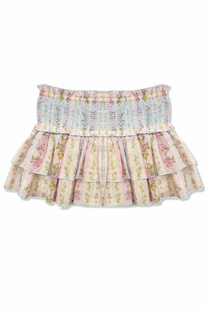 Dominique Smocked Waist Ruffle Skort, Shabby Floral Stripe