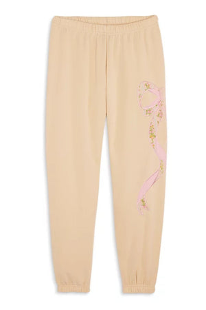 KatieJ Dylan Bow Sweat Pant, Taupe Shabby Floral