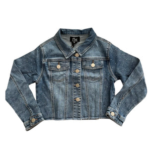 fbz Studded Rhinestone Denim Jean Jacket