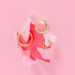 pierced Gold Huggies Hoop Earings for Charms