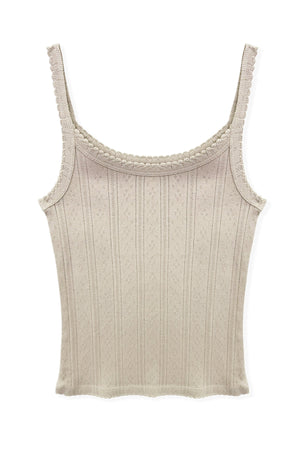 KatieJ Marina Solid Pointelle Tank Top