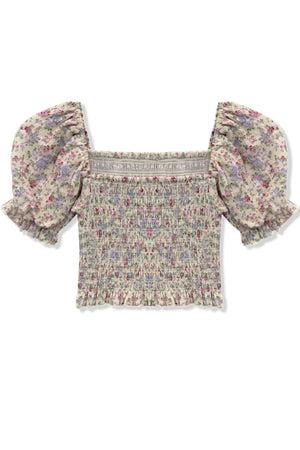 KatieJ Marlee Puff Sleeve Top, Mulberry Bouquet