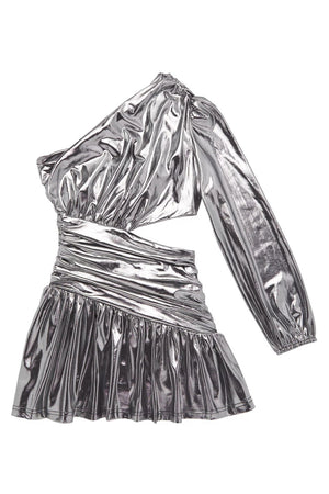 KatieJ Valentina Asymetrical Longsleeve Dress, Gunmetal