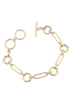 Canvas Style Lilah Multi-Charm Toggle Bracelet Base, Shiny Gold