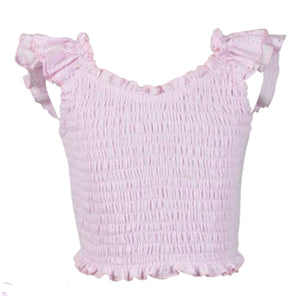 fbz Pink Pastel Eyelet Flutter sleeve Top