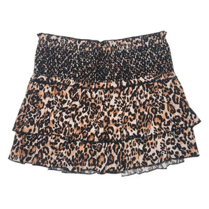Dominique Smocked Waist Ruffle Skort, Leopard