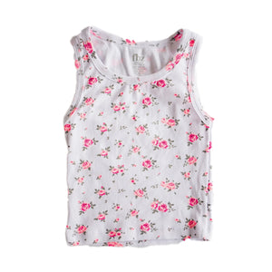 fbz Pink Flower Liberty White Tank Top