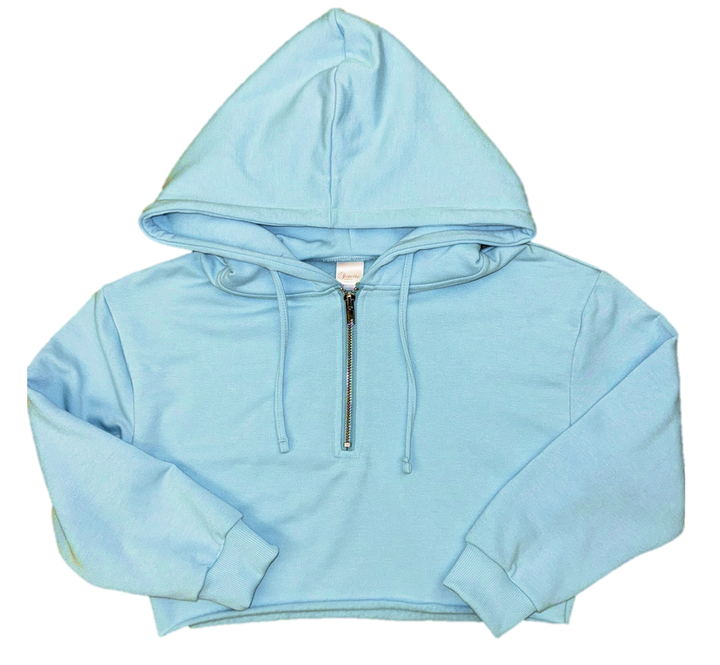 Suzette Girl's Suzette Brushed Soft Crop Half Zip Hoodie