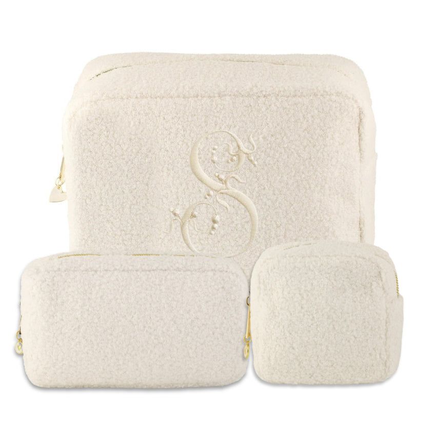 Carrying + Kind Charming Cosmetic Bags, Ivory Boucle