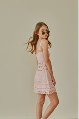 ThemeNY Isabella Pink Heart Bow Lace Dress