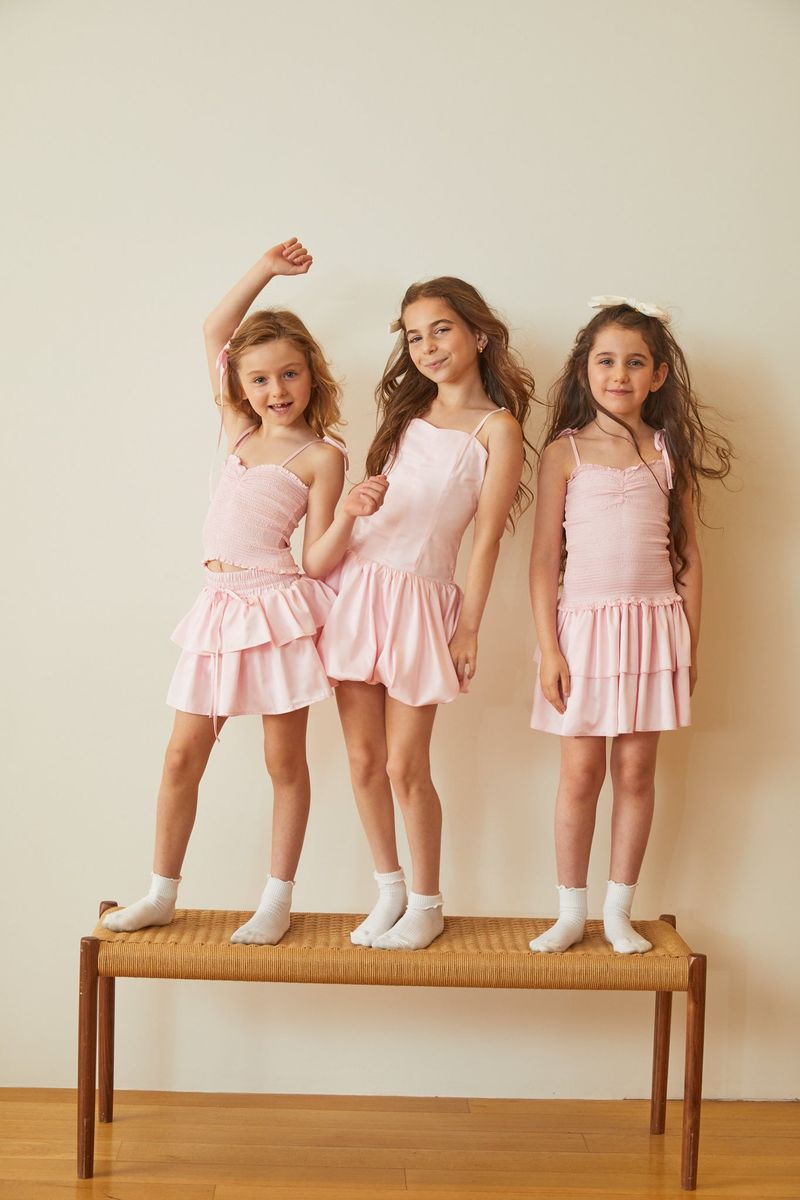 ThemeNY Willow Pastel Pink Satin Skort