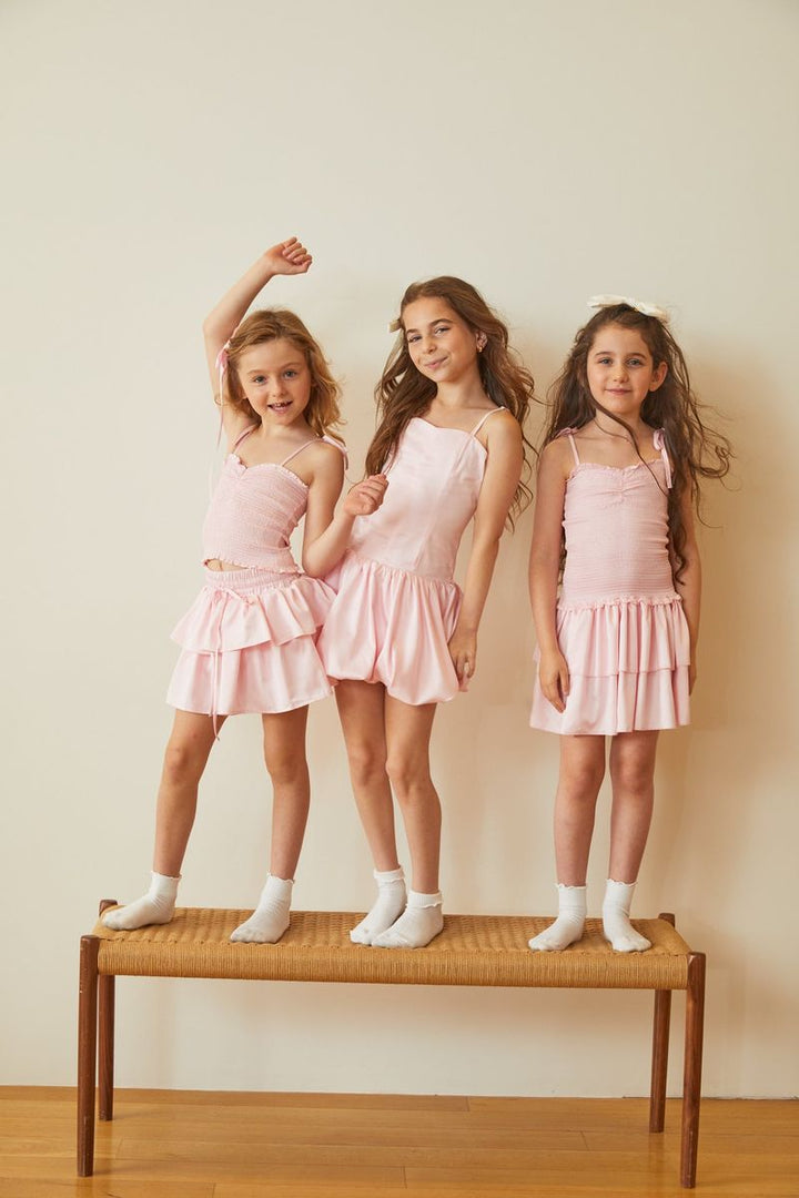 ThemeNY Willow Pastel Pink Satin Skort