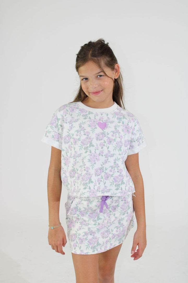 Paper Flower Floral Print Skort