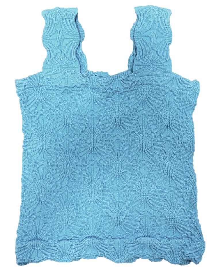 Vintage Havana Textured Seamless Tank Top, Blue Grotto