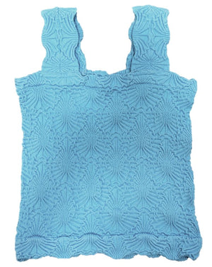 Vintage Havana Textured Seamless Tank Top, Blue Grotto