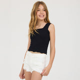 Vintage Havana Textured Seamless Tank Top, Black