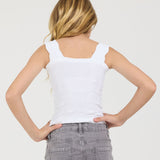 Vintage Havana Textured Seamless Tank Top, White