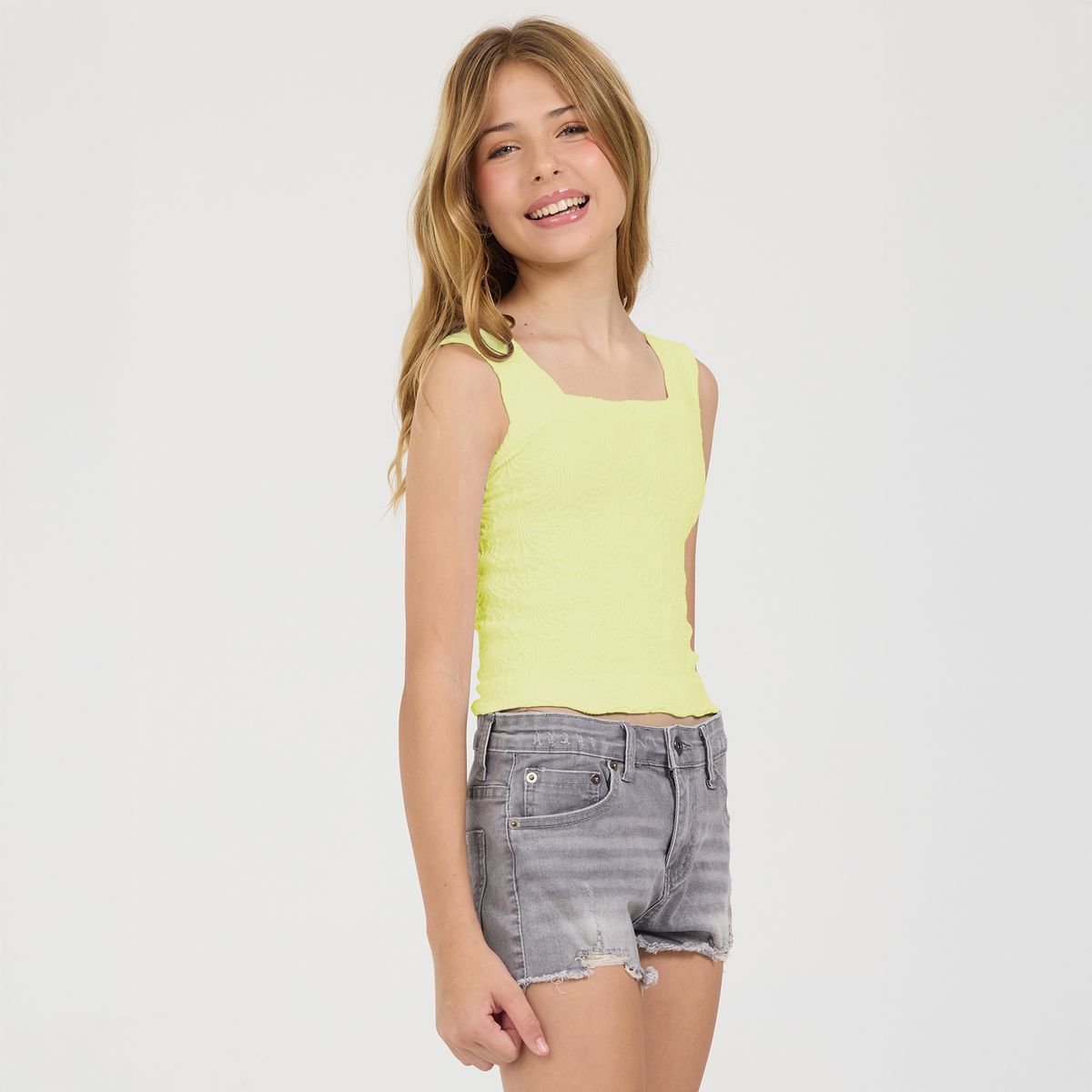 Vintage Havana Textured Seamless Tank Top, Pastel Yellow