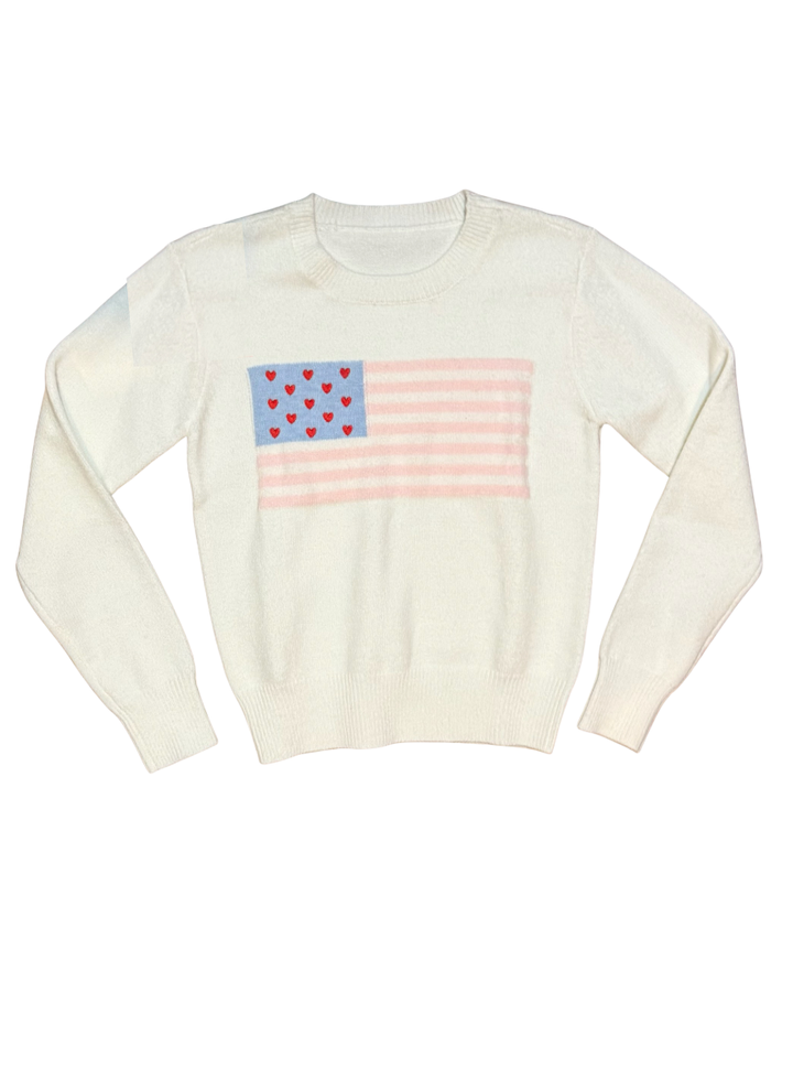 Theme NYC Tiegan White American Flag Sweater