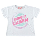 Lux Tees Burger Queen Cropped Tee, White
