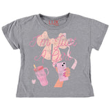 Lux Tees I'M Just A Girl Cropped Tee, Heather Grey