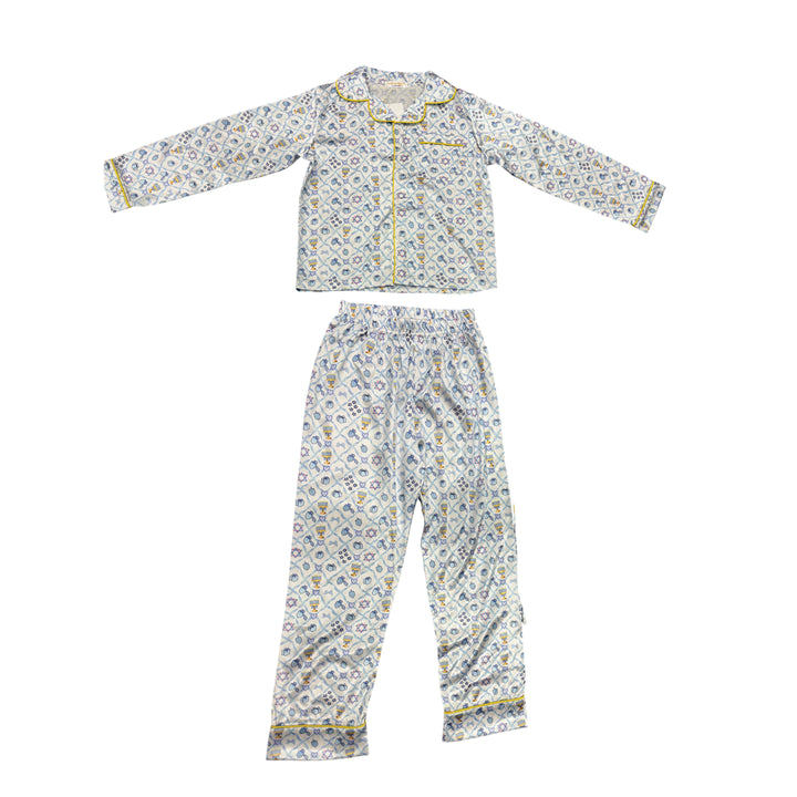 Tweenstyle By Stoopher Loungewear Set, Diamond Hanukah Print, White/Blues