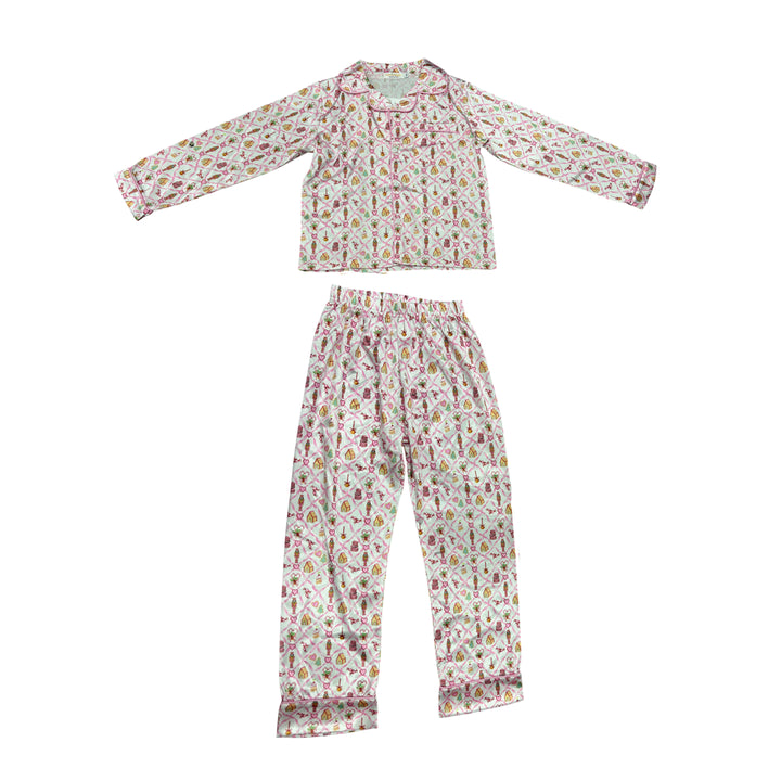 Tweenstyle By Stoopher Loungewear Set, Diamond Xmas Print, White/Pinks