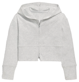 Suzette Heather Gray Ribbed Cotton Zip Hooded Sweat