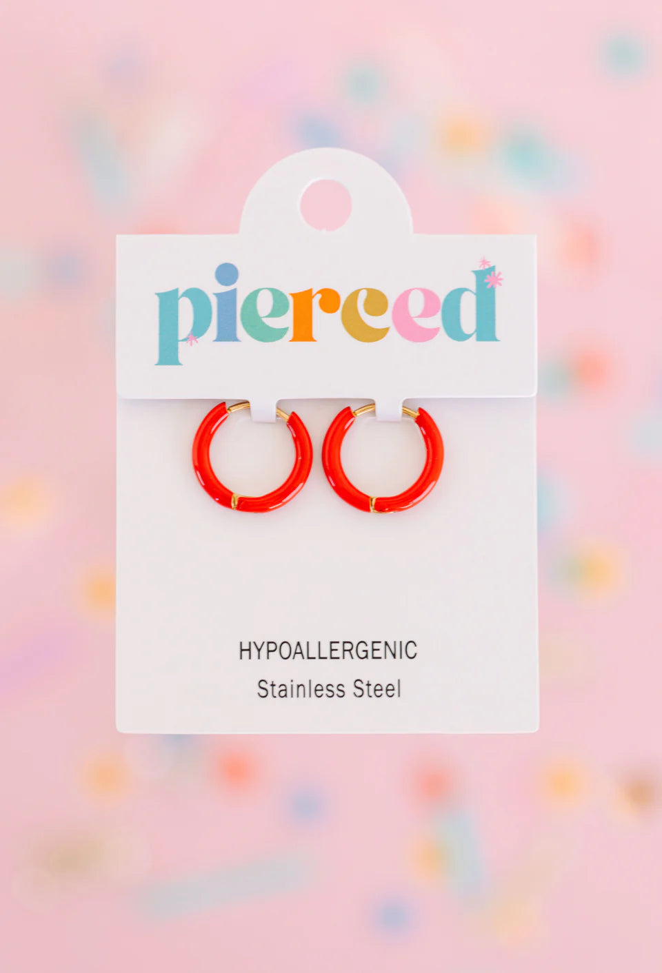 peirced Huggies Earings, Red