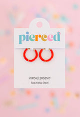 peirced Huggies Earings, Red