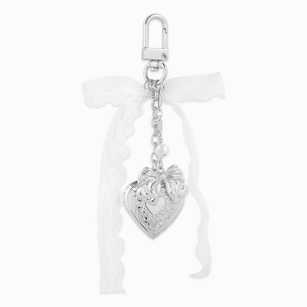 Lace Bow Heart Locket Bag Charm