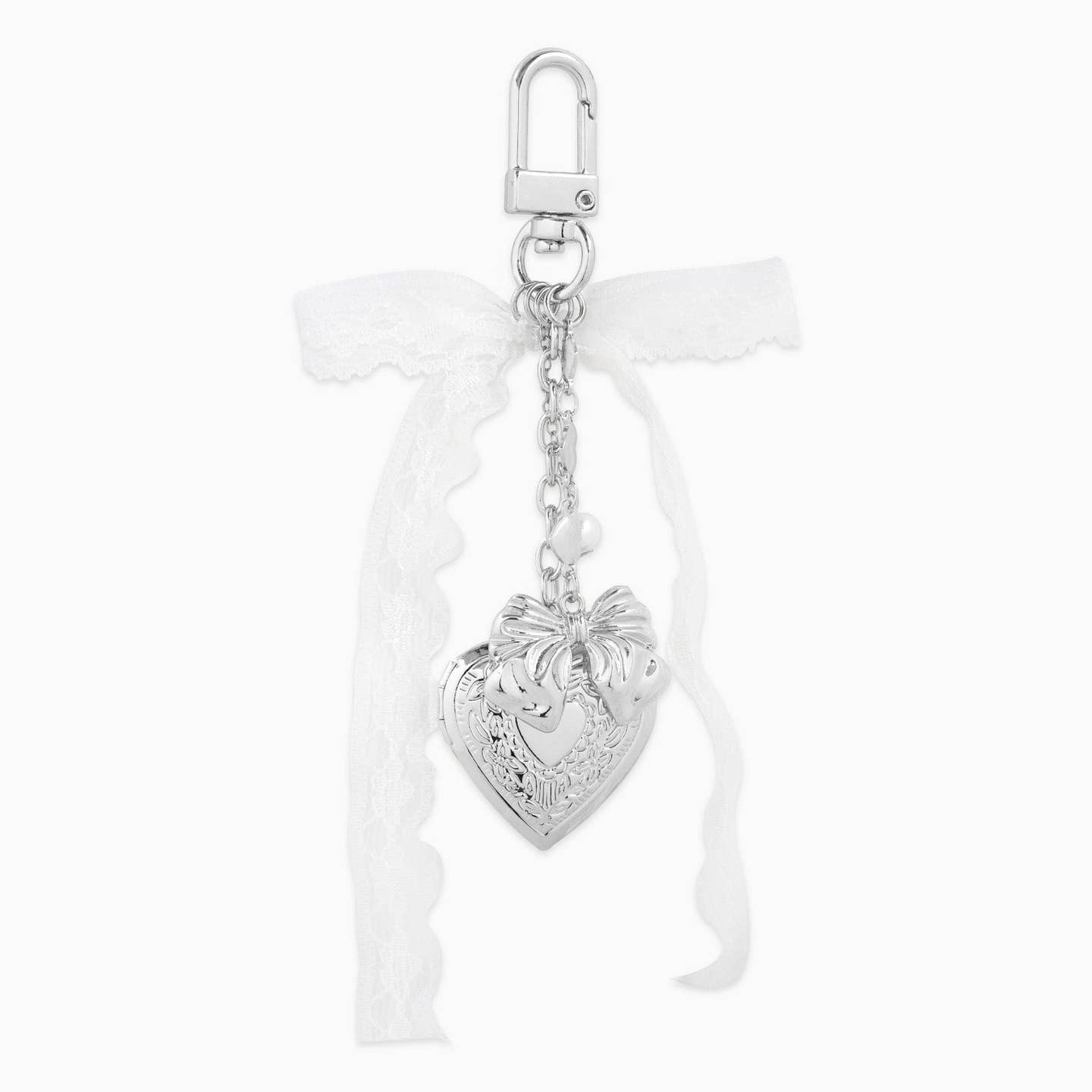 Lace Bow Heart Locket Bag Charm