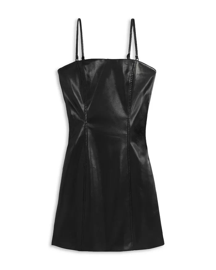 KatieJ Acacia Black Vegan Lether Dress for Tweens