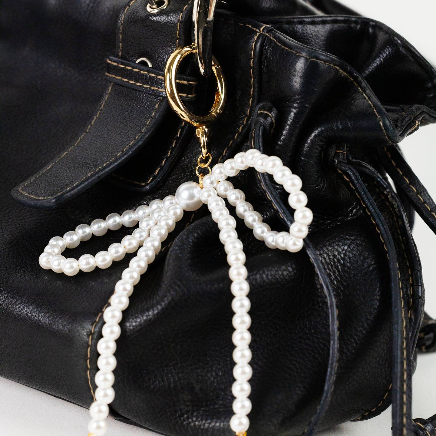 Pearl Bead Bow Keychain Bag Charm