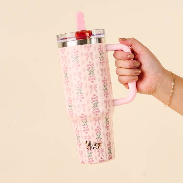 The Darling Effect 40 oz Lifestyle Flip Straw Tumbler, Oh So Fancy Pink