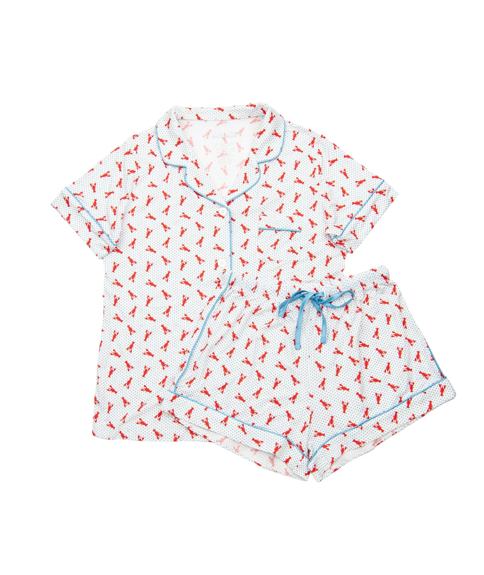 KatieJ Lynn Short Pajama Set, Lobster Polka Dot