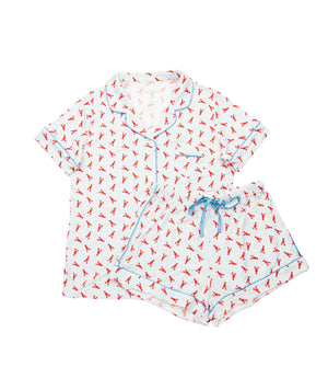 KatieJ Lynn Short Pajama Set, Lobster Polka Dot