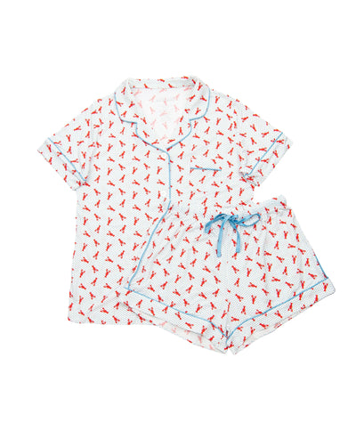 KatieJ Lynn Short Pajama Set, Lobster Polka Dot