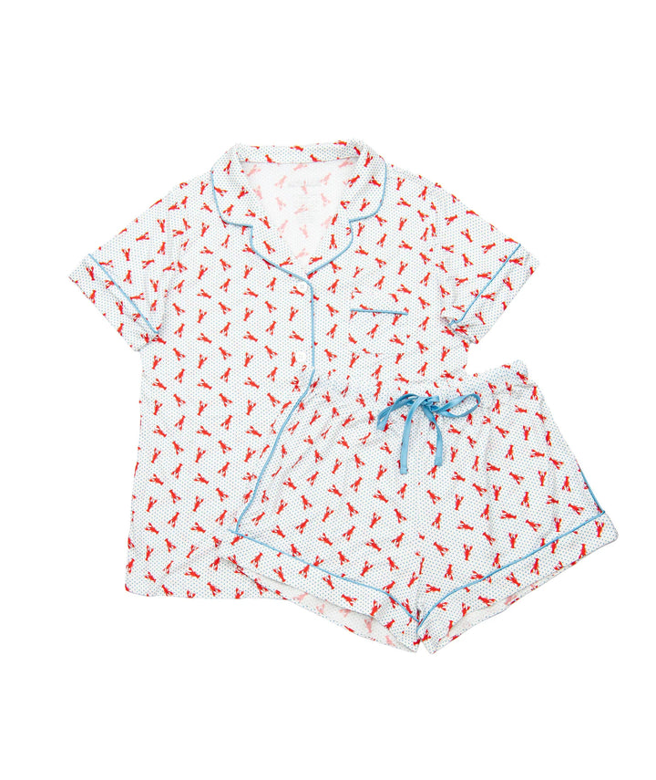 KatieJ Lynn Short Pajama Set, Lobster Polka Dot