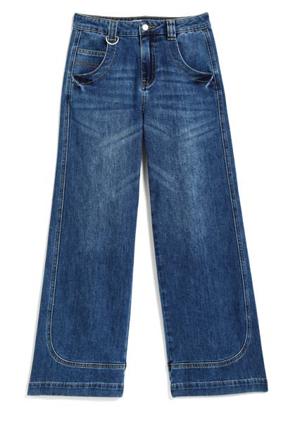 Tractr Curve seam Wide Leg Pant, Medium Indigo