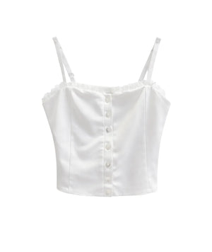 KatieJ Delia Button Down Top, White