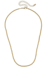 Canvas Style Mini Walker Ball Bead Charm Necklace Base, Shiny Gold