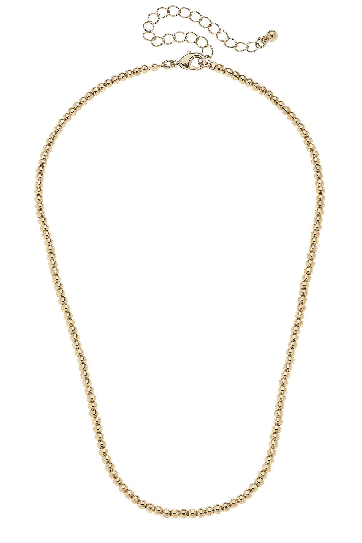Canvas Style Mini Walker Ball Bead Charm Necklace Base, Shiny Gold