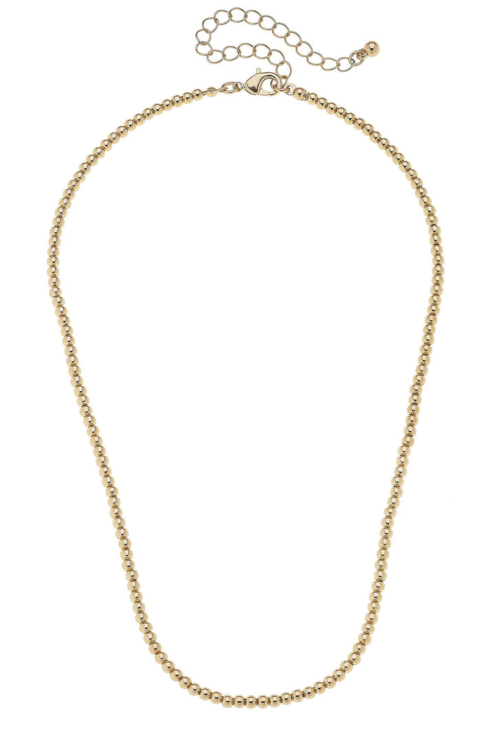 Canvas Style Mini Walker Ball Bead Charm Necklace Base, Shiny Gold