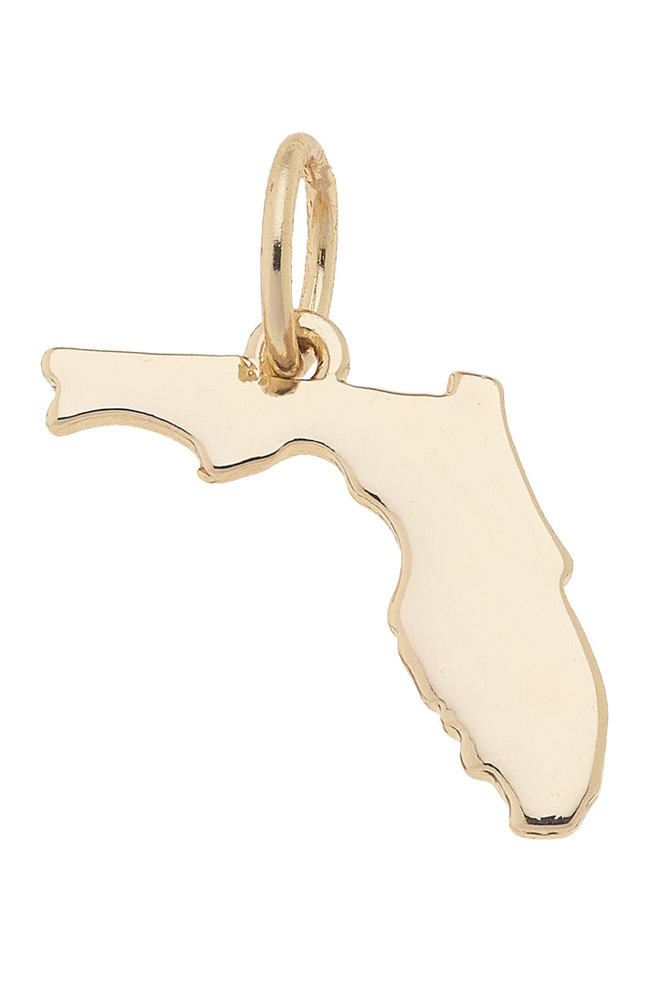 Canvas Style Florida Shaped State Charm, Shiny Gold