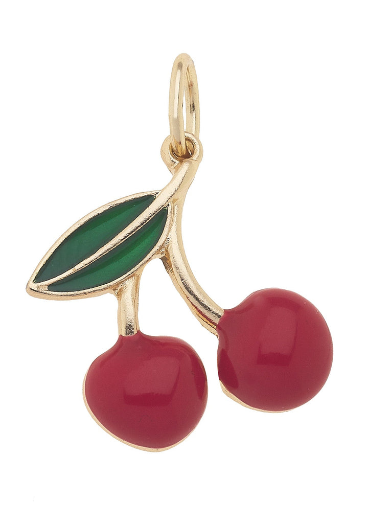 Canvas Style 3-D Cherries Charm, Red & Green